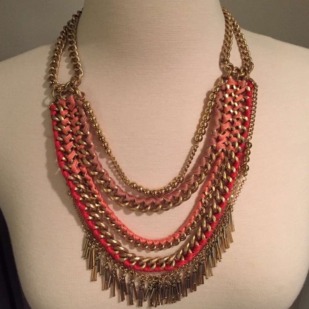 Stella & Dot Gold/Pink Tone Layer Necklace